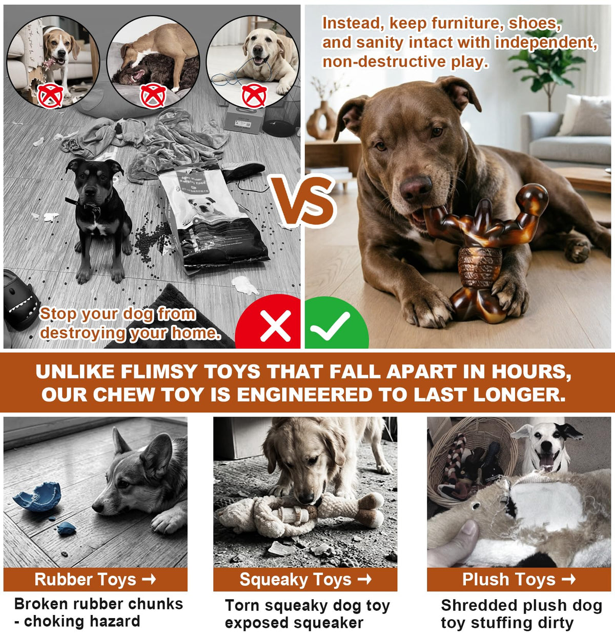 MOXIKIA Heavy Duty Dog Chew Toy for Aggressive Chewers, Medium Large Breed
