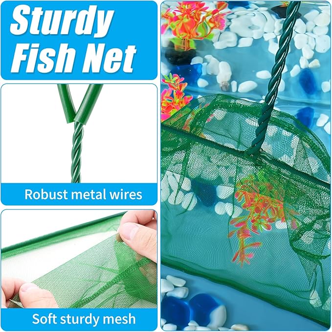 AQUANEAT 8 Inch Aquarium Fish Net, Wastes Skimming Cleaning Tool with Firm Handle for Fish Tanks Small Ponds