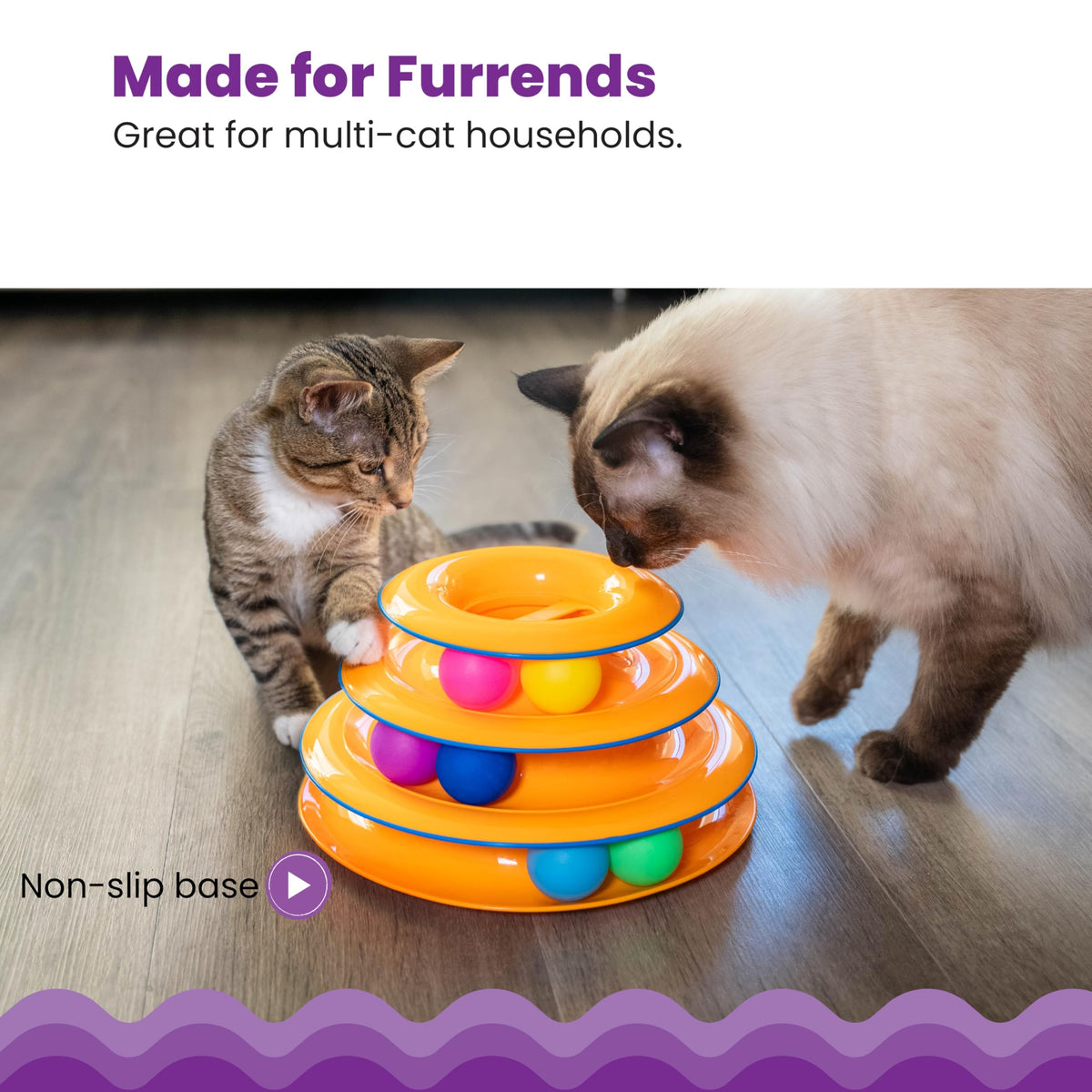 Catstages Tower of Tracks Interactive Cat Toy, 6 Spinning Balls, 10" x 5.3"
