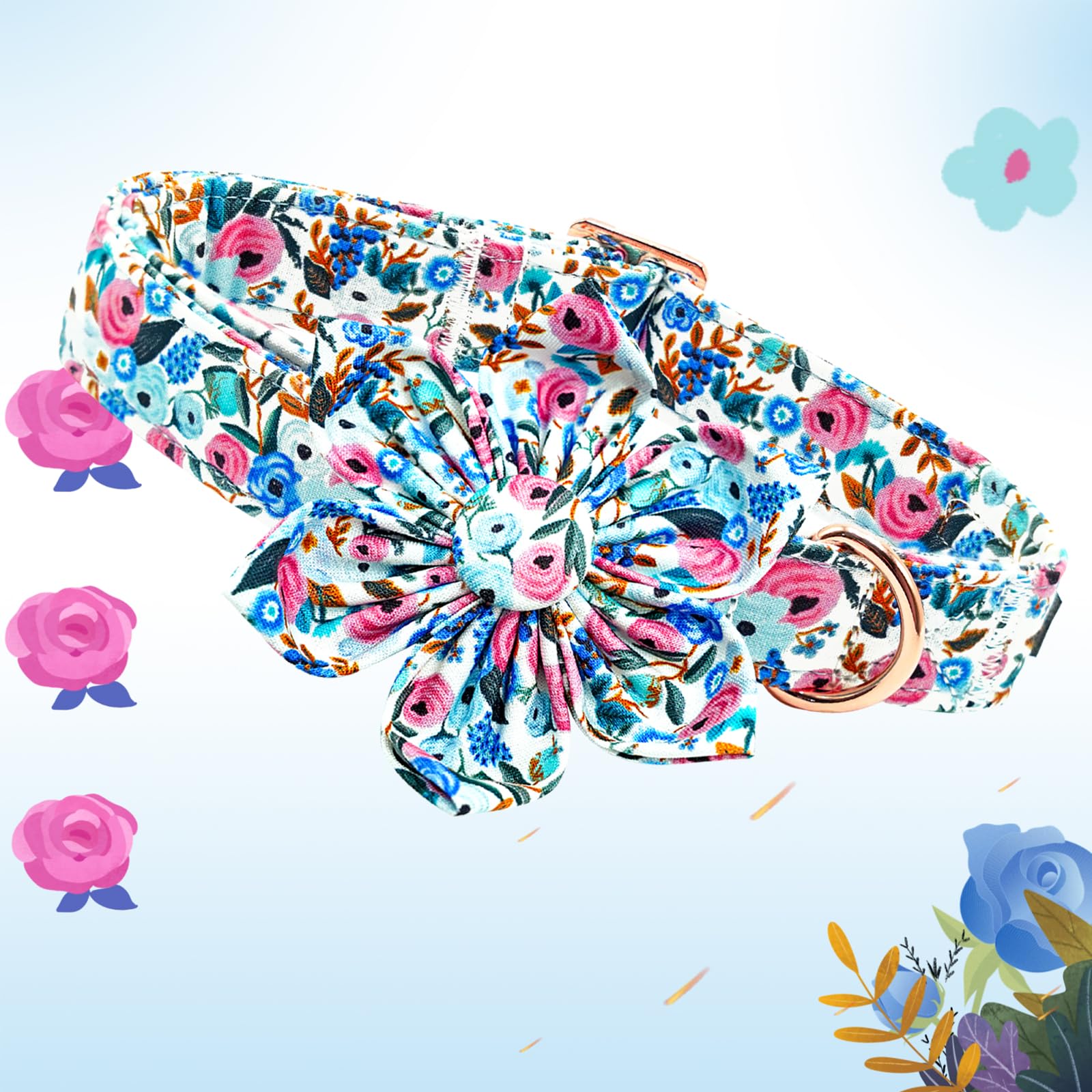 Lionheart Glory Floral Dog Collar - Soft, Durable & Adjustable for Medium Dogs