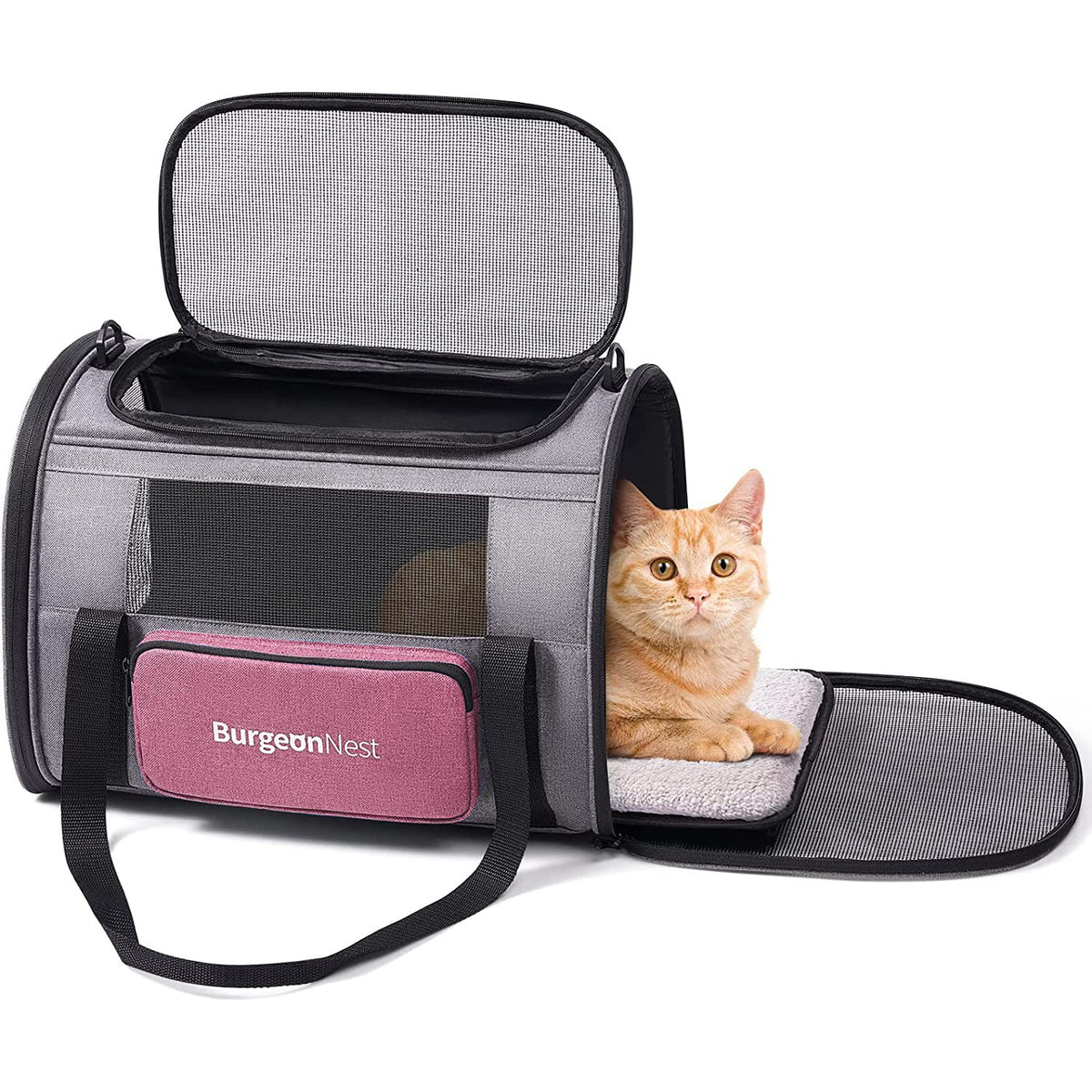 BurgeonNest Soft Cat Carrier for Cats up to 20 Lbs, Top Load Pet Carry Bag