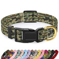 MOODEL Reflective Dog Collar for Small Dogs Cats, Cute Camouflage Adjustable Heavy-Duty Nylon Puppy Collar for Boy and Girl Female, Soft Pet Accessories with Quick Release Buckle, Green