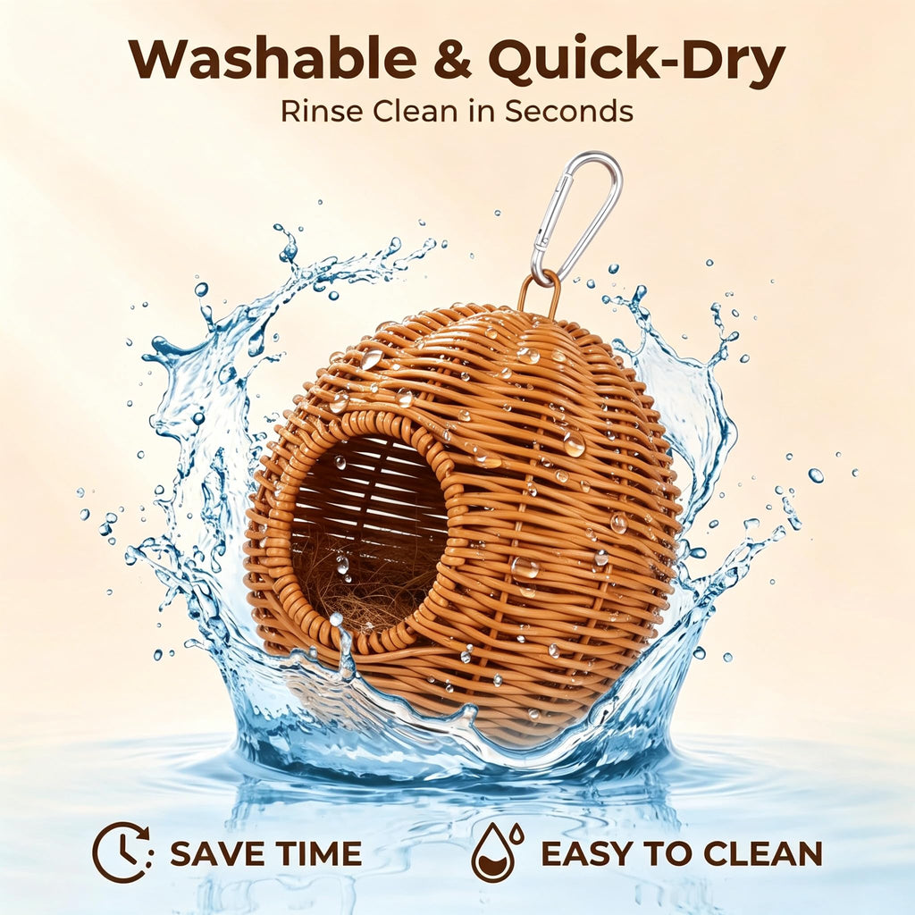 TYDBT Bird Nest for Cage, Hanging Rattan Parrot Bed, Washable Breathable for Parakeets Cockatiels Lovebirds(Circular Opening)