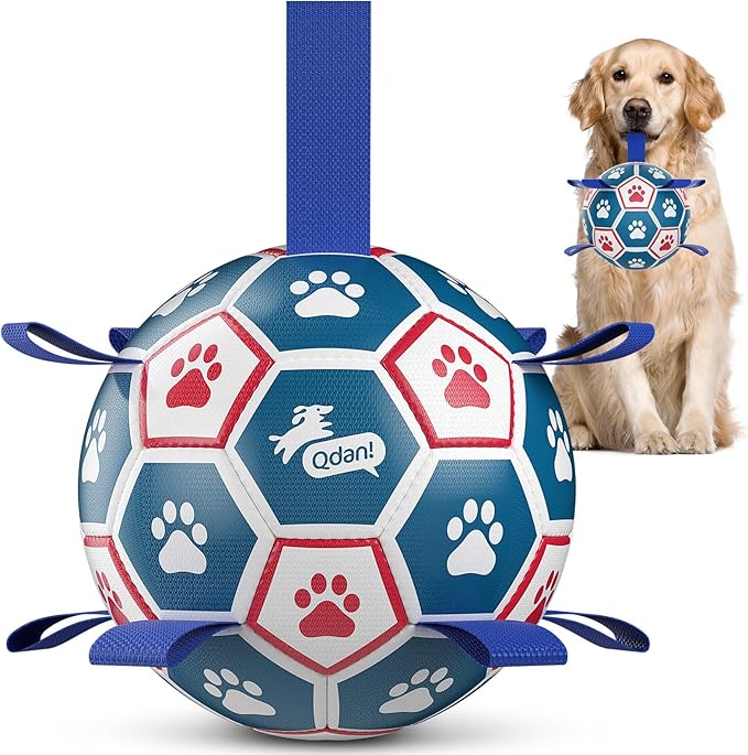 QDAN Small Dog Toys, Outdoor Indoor Toys to Keep Them Busy, Dog Soccer Ball