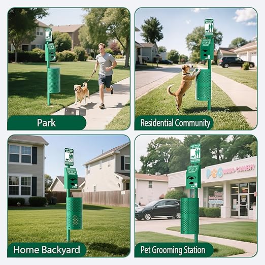 POCHAR Rust-Proof Aluminum Outdoor Dog Waste Disposal Station for Pet Parks