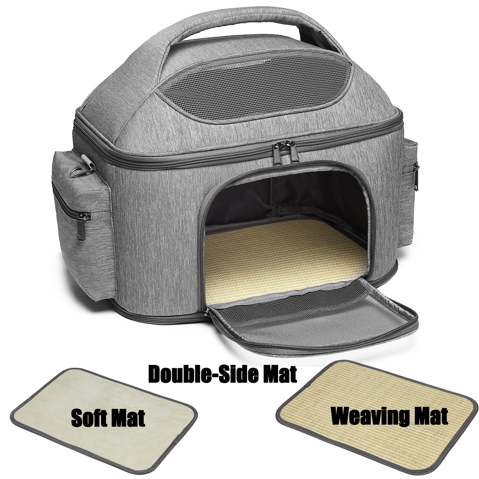 Large Fat Cat Carrier Fit up to 20 Pounds, Small Puppy Pet Travel Carrier, Car Seat Secure and Collapsible Soft Side Carrier Airline Approved Under Seat
