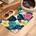 Tropical Palm Dog Food Mat,Exotic Leaves Floral Absorbent Pet Feeding Mat for Food and Water Bowl,Quick Dry Dog Placemat Non Slip Rubber Backing Waterproof Pet Supplies 16" x 24"