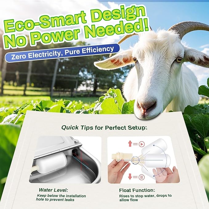 Automatic Animal Drinking Water Bowl with Float Valve, Standard Pipe,3L Stainless Steel Waterer Feeder Farm Dog Dispenser Kit Self Filling for Livestock Horse Goat Water Trough