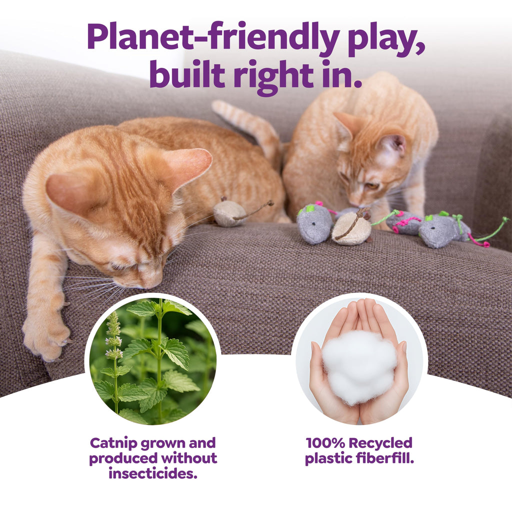 SmartyKat Skitter Critters Value Pack Catnip Cat Toys - Gray/Cream, Set of 10