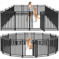 Petorldog Dog Fence Outdoor for Yard Dog Playpen Indoor 40" Height 16 Panels Portable Puppy Playpen Dog Kennel for RV Camping(Black-Silver)