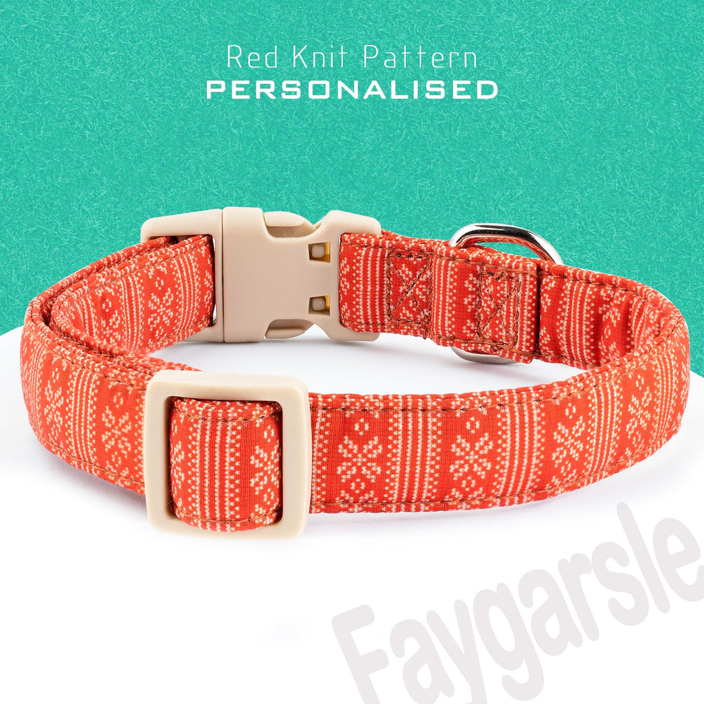 Faygarsle Christmas Dog Collar, Red Nordic Pattern, Holiday Pet Accessory,for Small Medium Large Dogs, M