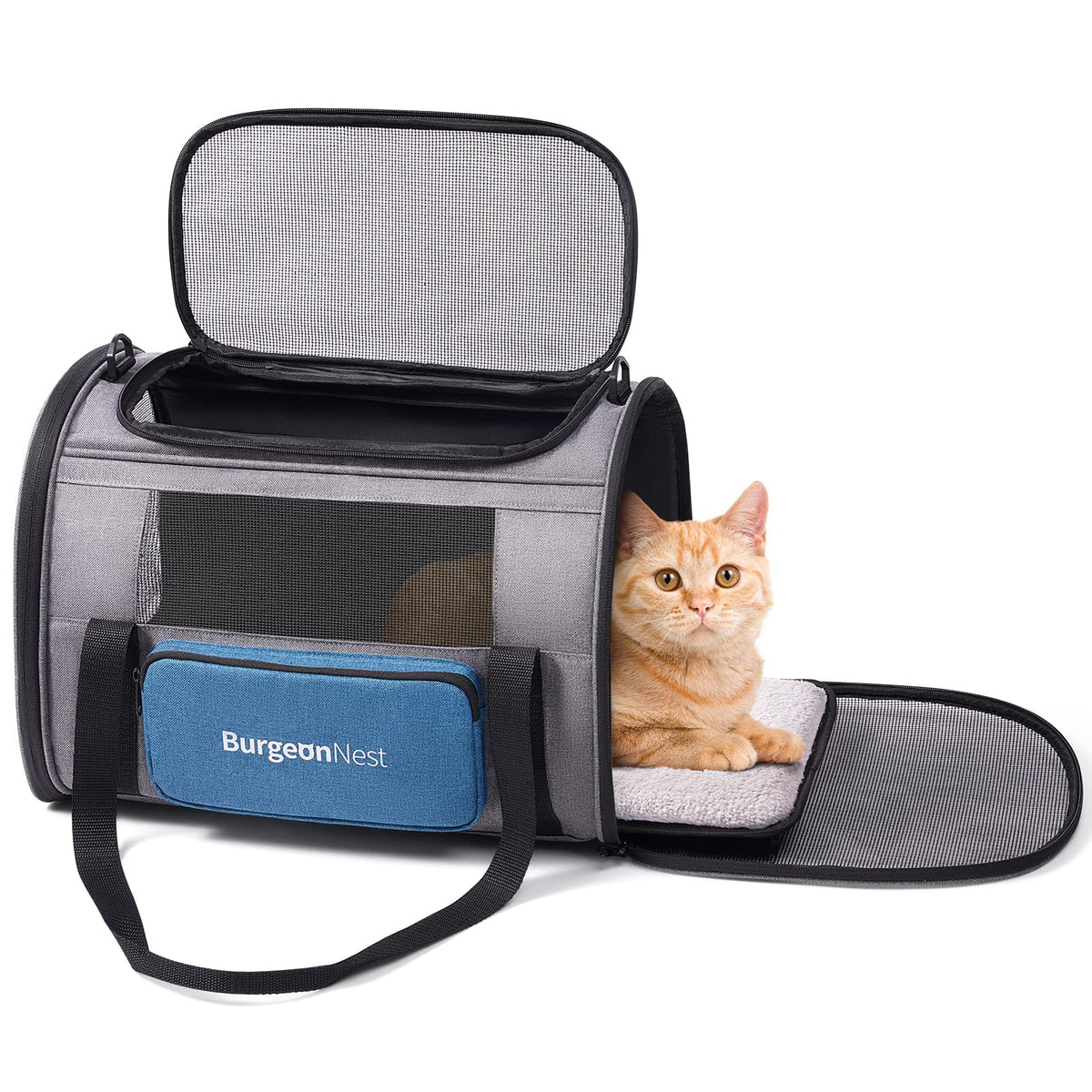 BurgeonNest Soft Cat Carrier for Cats up to 20 Lbs, Top Load Pet Carry Bag