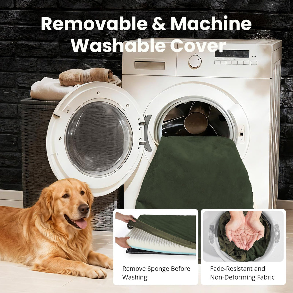 OhGeni Orthopedic Waterproof Large Dog Bed, Memory Foam, 41 inch(Green)