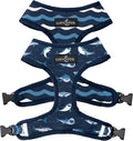 Reversible Dog Harness Walking Halter - Best Designer Pet Harnesses for Extra Small Medium Large XL Dogs Plus Pug Breeds - Padded Adjustable Puppy Vest for Easy Walking (X-Large, Shark Attack)