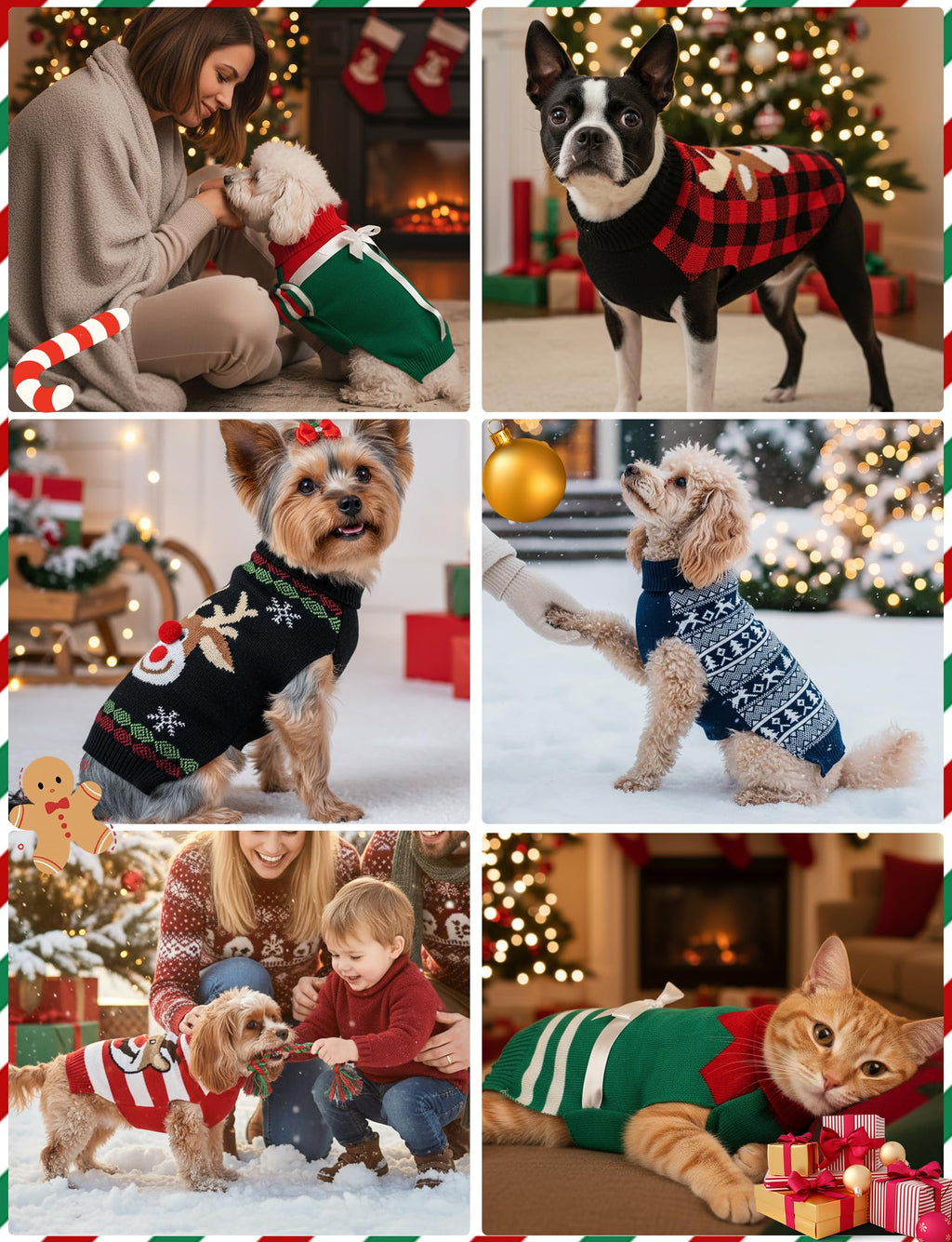 Dog Christmas Sweater, Soft Warm Pet Clothes Coat for Small Medium Large Dogs and Cats Boy Girl, Fall Cozy Holiday Turtleneck Knitting Collar Pullover Pup Outfit Costume for Thanksgiving New Year