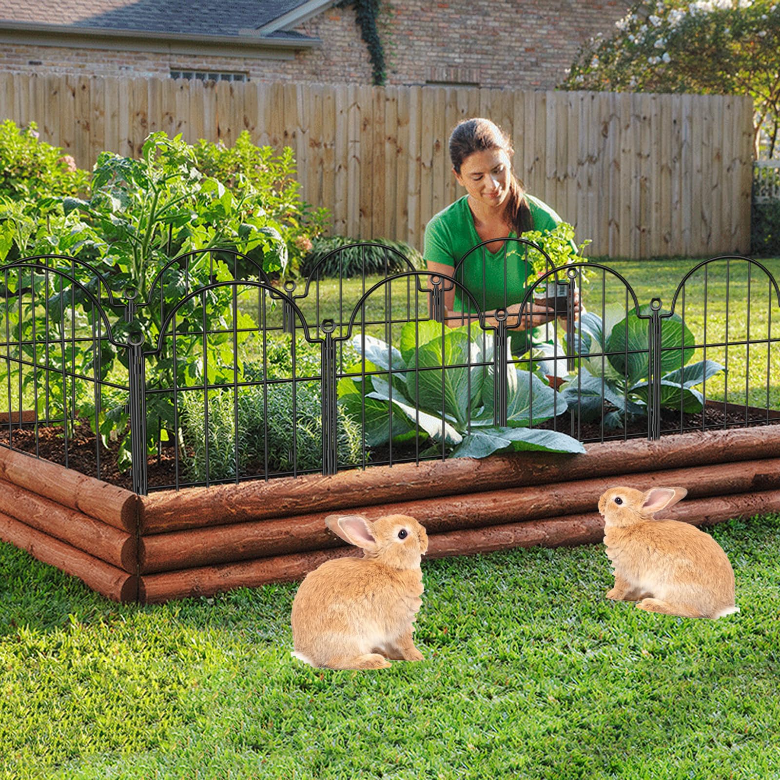 Blingluck Decorative Garden Fence, 17in(H) x 21ft(L), with Ground Stake