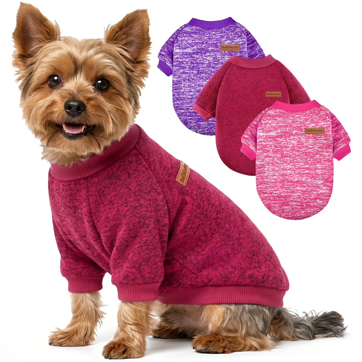 BAOBICUTE 1 Pack Dog Sweater for Small Dogs Girl Boy Winter Fleece Clothes Warm Soft Dog Sweatshirt Outfit for Dogs Cats Pet Apparel