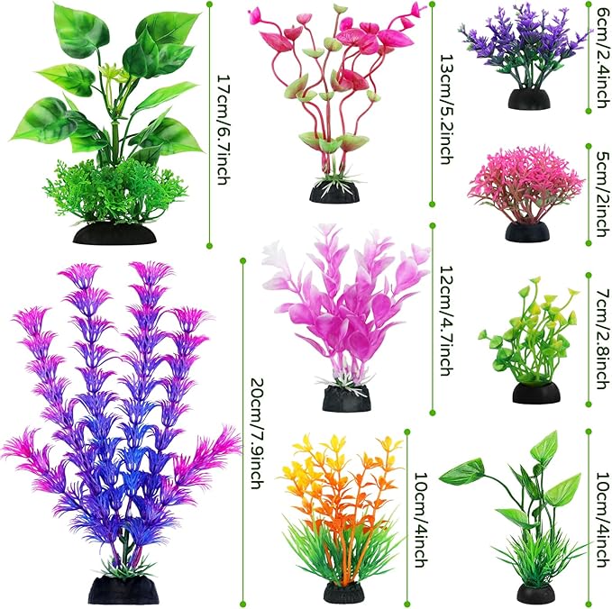 QUOZUO Aquarium Decorations Plants, 20pcs Aquarium Decor Plants, Colorful Fish Tank Accessories, Fish Tank Plants Plastic Decoration for Aquariums