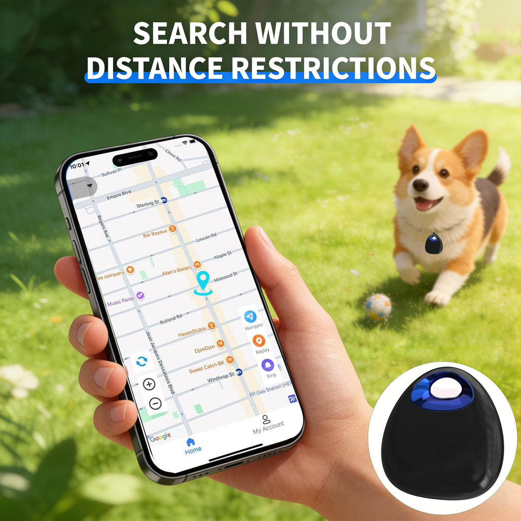 LFNOONE GPS Pet Tracker with Apple Find My Network, Android Compatibility, Real-Time Location Tracking, Water-Resistant (DINGWEIQI04)