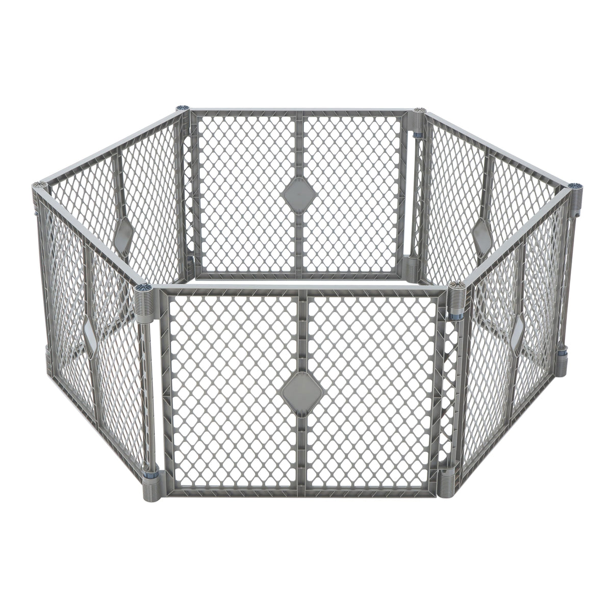 MyPet 8-Panel Paws Petyard, Gray Dog Playpen, Durable & UV-Resistant Puppy Playpen, Indoor/Outdoor Portable Dog Pen, Adjustable for Your Pet's Comfort, Friendly Design for Happy Pets