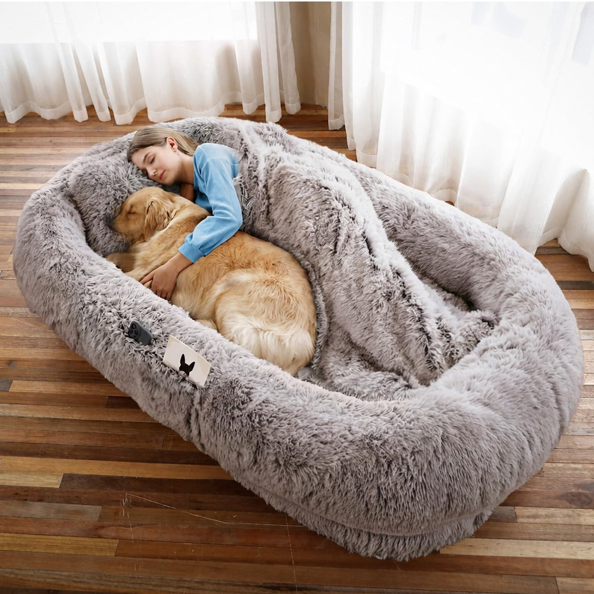 WROS Human Dog Bed for Adult, 71"x45"x12" Giant Calming Nest Beds, Grey