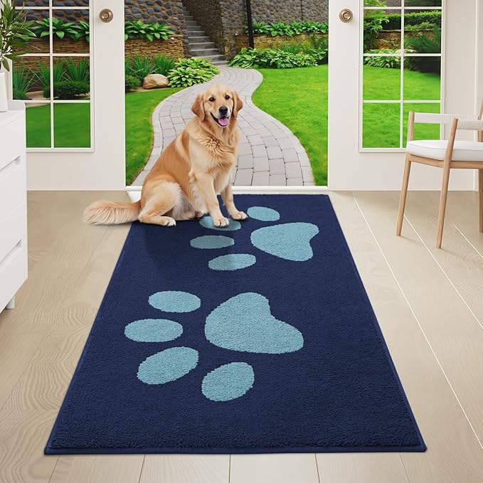 Buganda Dog Door Mat for Muddy Paws 47x24, Absorbent Doormat for Inside — 47.0"l X 24.0"w X 0.6"th