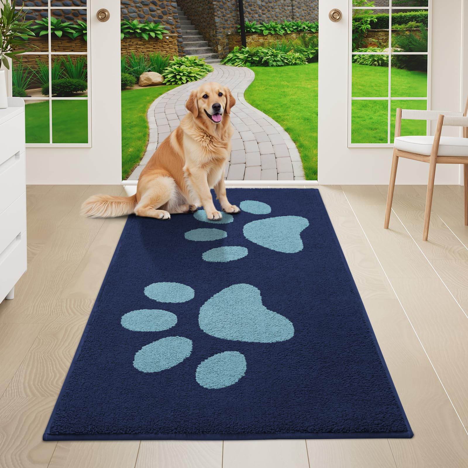 Buganda Dog Door Mat for Muddy Paws 47x24, Absorbent Doormat for Inside