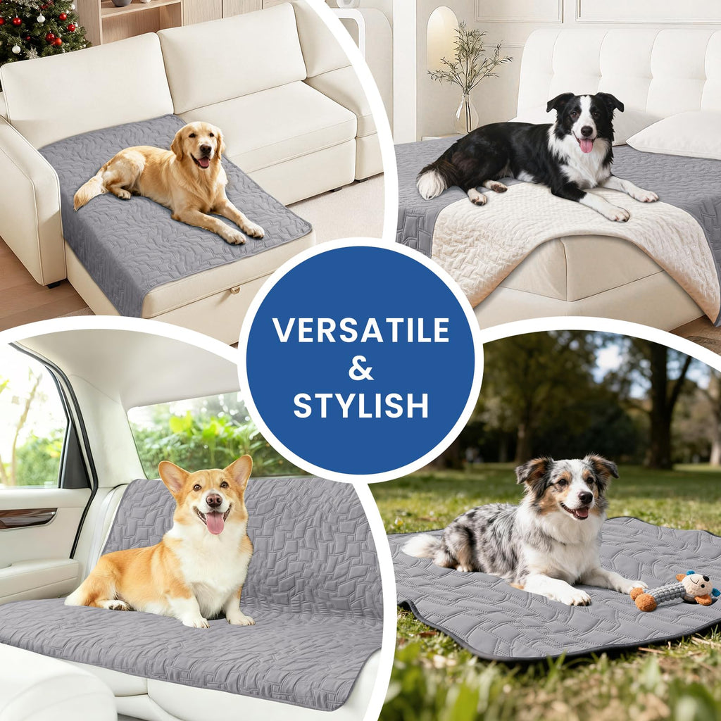 CYCMACO Waterproof Dog Bed Cover, Non-Slip Dog Blanket for Couch, Couch Covers for Dogs Washable, Pet Blanket for Furniture, Pet Bed Mat for Sofa, Car, Pet Supplies (52x82 Inch, Light Grey)