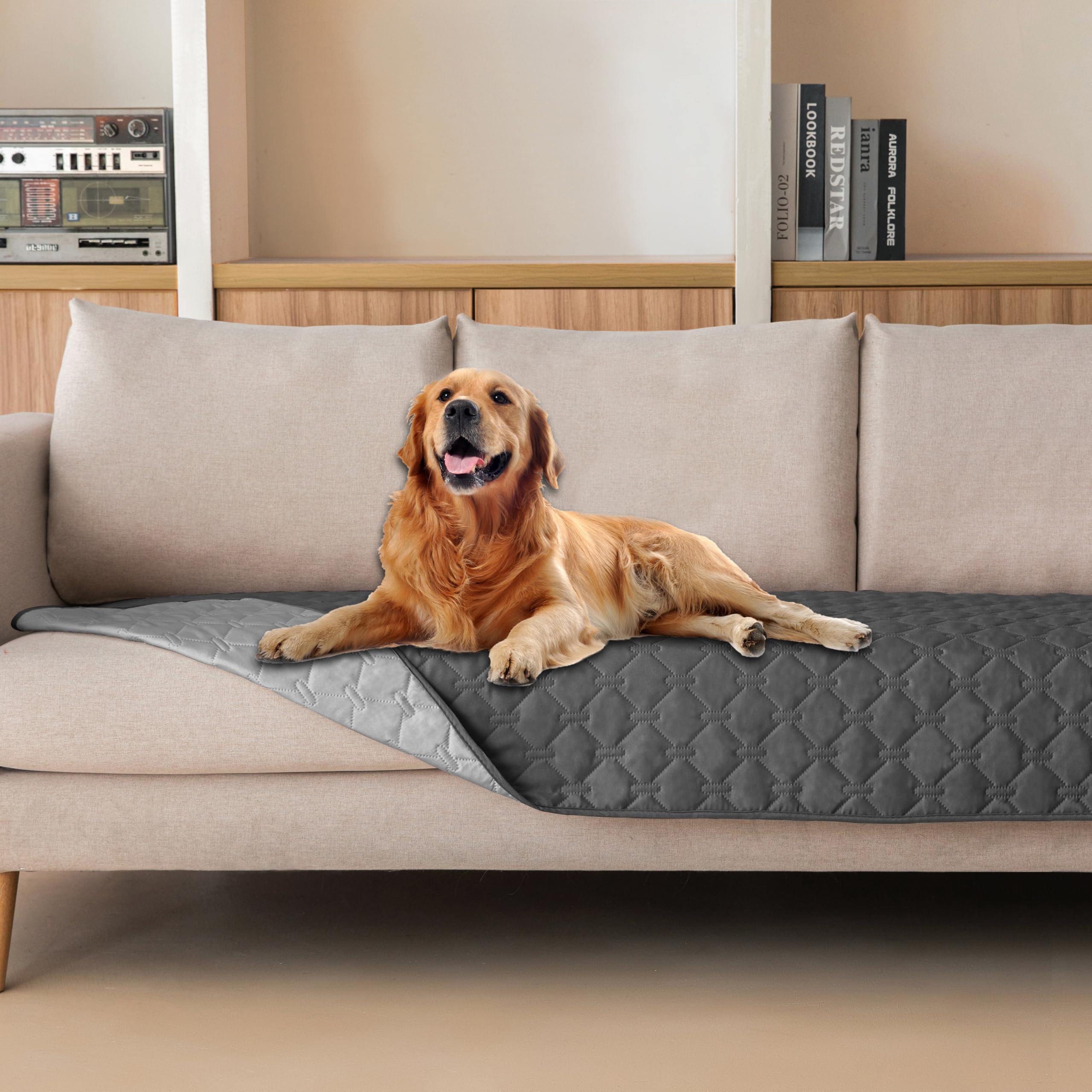 gogobunny 3X Stronger Waterproof Pet Blanket, Scratch Proof Furniture Protector for Dogs Cats, Reversible Cover 82x120 Inch — 30x80 Inch (Pack of 1)