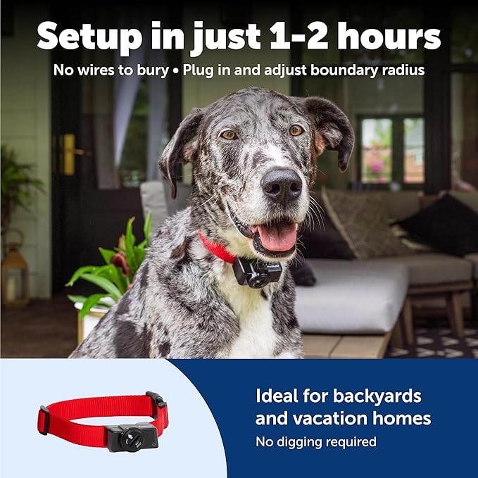 PetSafe Original Wireless Electric Fence for Dogs, Portable for Travel Covers Up to 1/2 Acre, Waterproof Collar for Pets 8lb+ with Tone/Static (Gray), from the Parent Company of Invisible Fence Brand