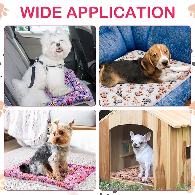 Tuanse 4 Pack Ultra Soft Dog Cat Bed Mat Small Animal Guinea Pig Bed with Cute Print Reversible Fleece Dog Crate Kennel Pad Cozy Washable Thickened Hamster Pet Beds Mat(23 x 18 Inches,Vivid Color)