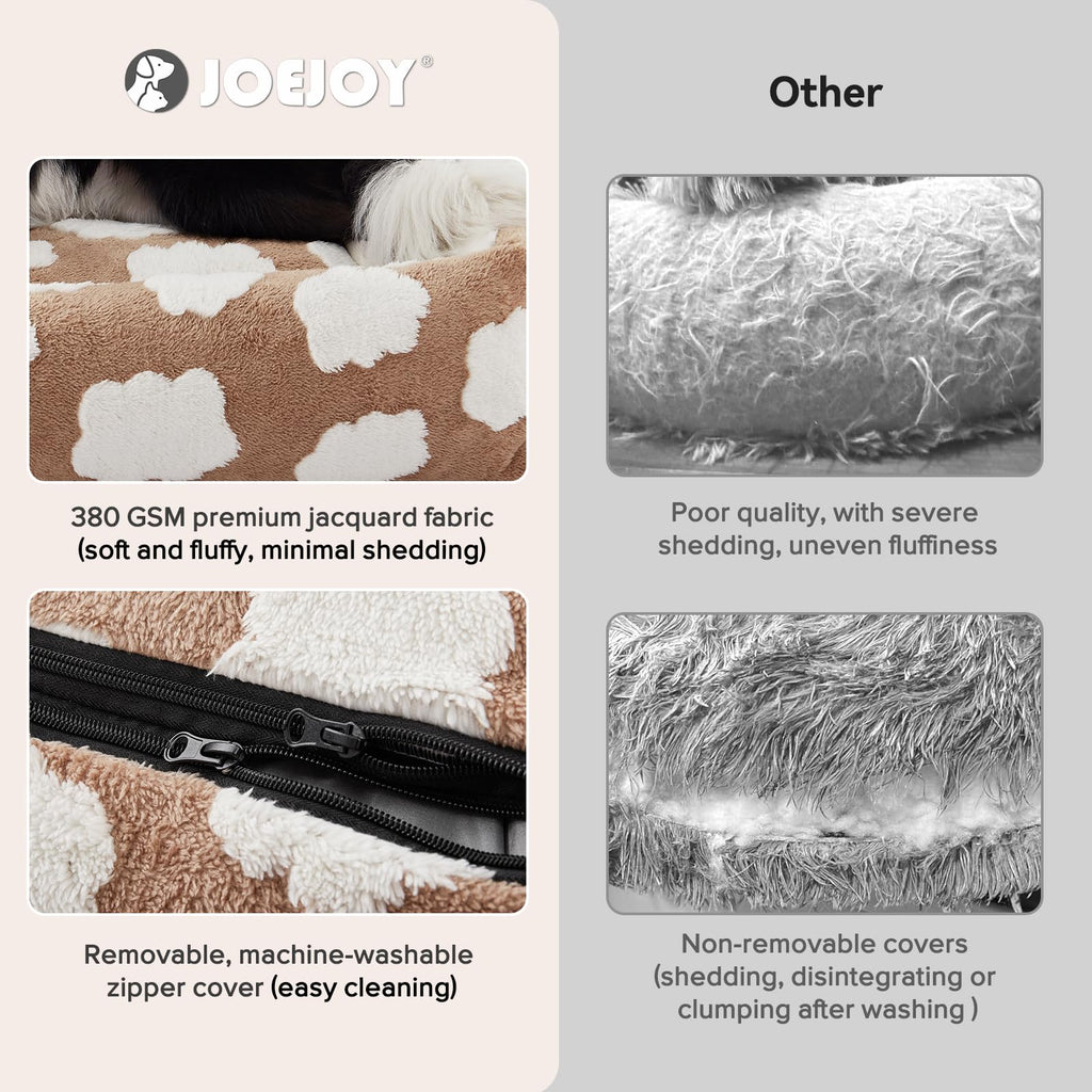 JOEJOY Medium Dog Bed Medium Size Dog, Rectangle Washable Orthopedic Pet Bed with Removable Zipper Cover, Cute Soft Calming Puppy Pet Bed with Jacquard Shaggy Plush & Non Skid Bottom