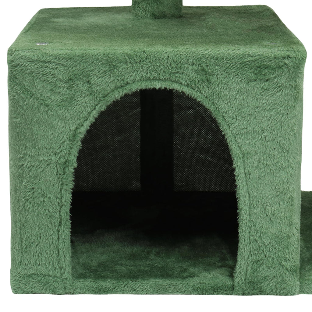 VINGLI Cat Tree, 27 inch Small Cat Tower with Scratching Post and Pad, Cat Condo for Indoor Kittens Padded Top Bed, Cats Indoor Activity Center (Yellow & Green)