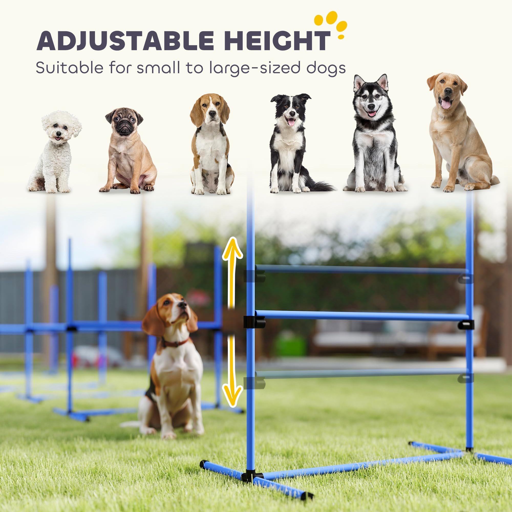 PawHut 4 Piece Dog Agility Training Equipment for Dog Agility Course Blue