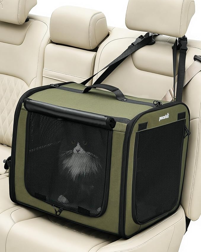 Dog Car Carrier Light Weight 19.7×16.9×14.8in, Foldable Dog Carrier, Green