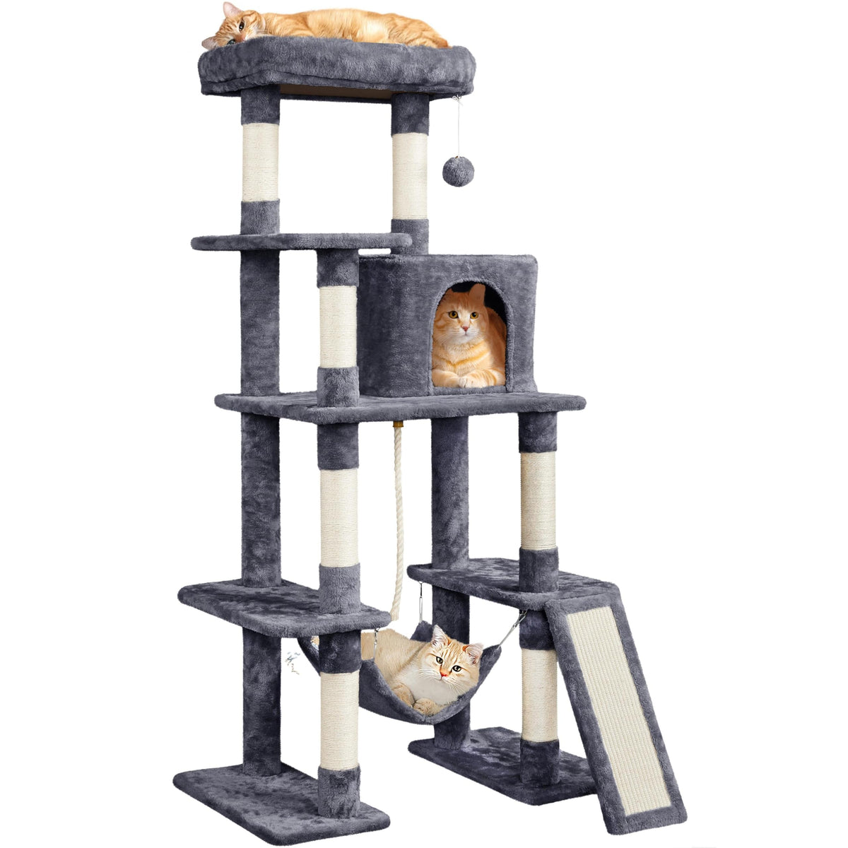 Yaheetech 63in Sturdy Large Cat Tree for Indoor Heavy Cats, Tall Tower