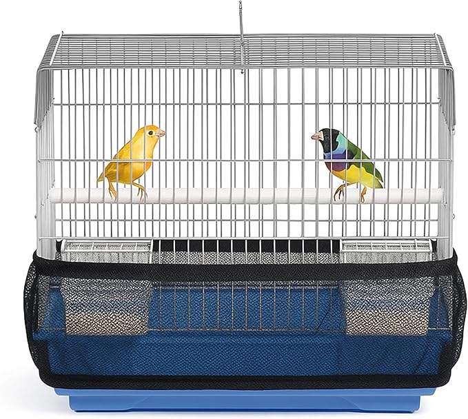 KNUTI Universal Bird Cage Seed Catcher Universal Mesh Skirt Cover Stretchy Small Animal Cages Cover Pet Removable Durable Protector (Seed Catcher)