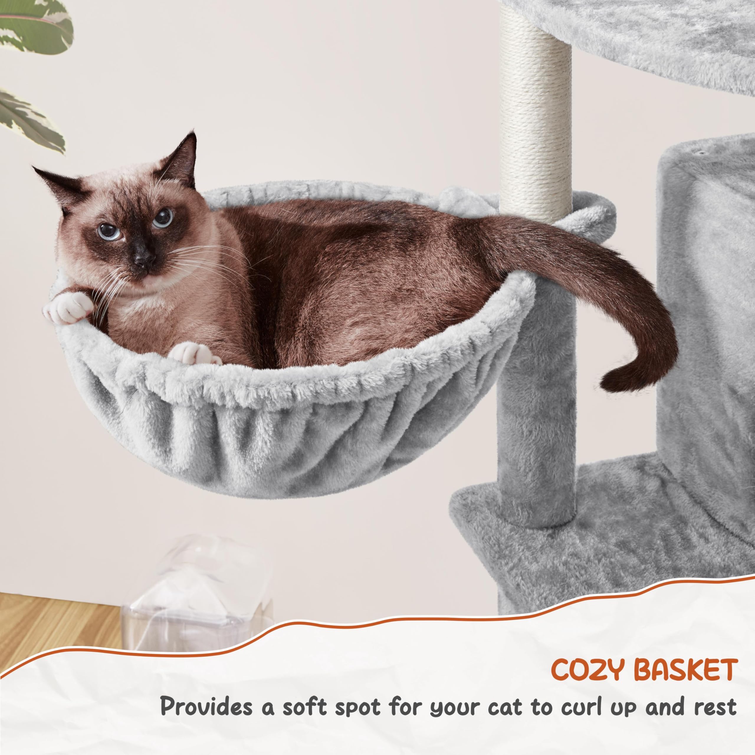 Yaheetech 76in Large Cat Tree Tower, 2 Condos, Sisal Posts & Cat-Ear Perch