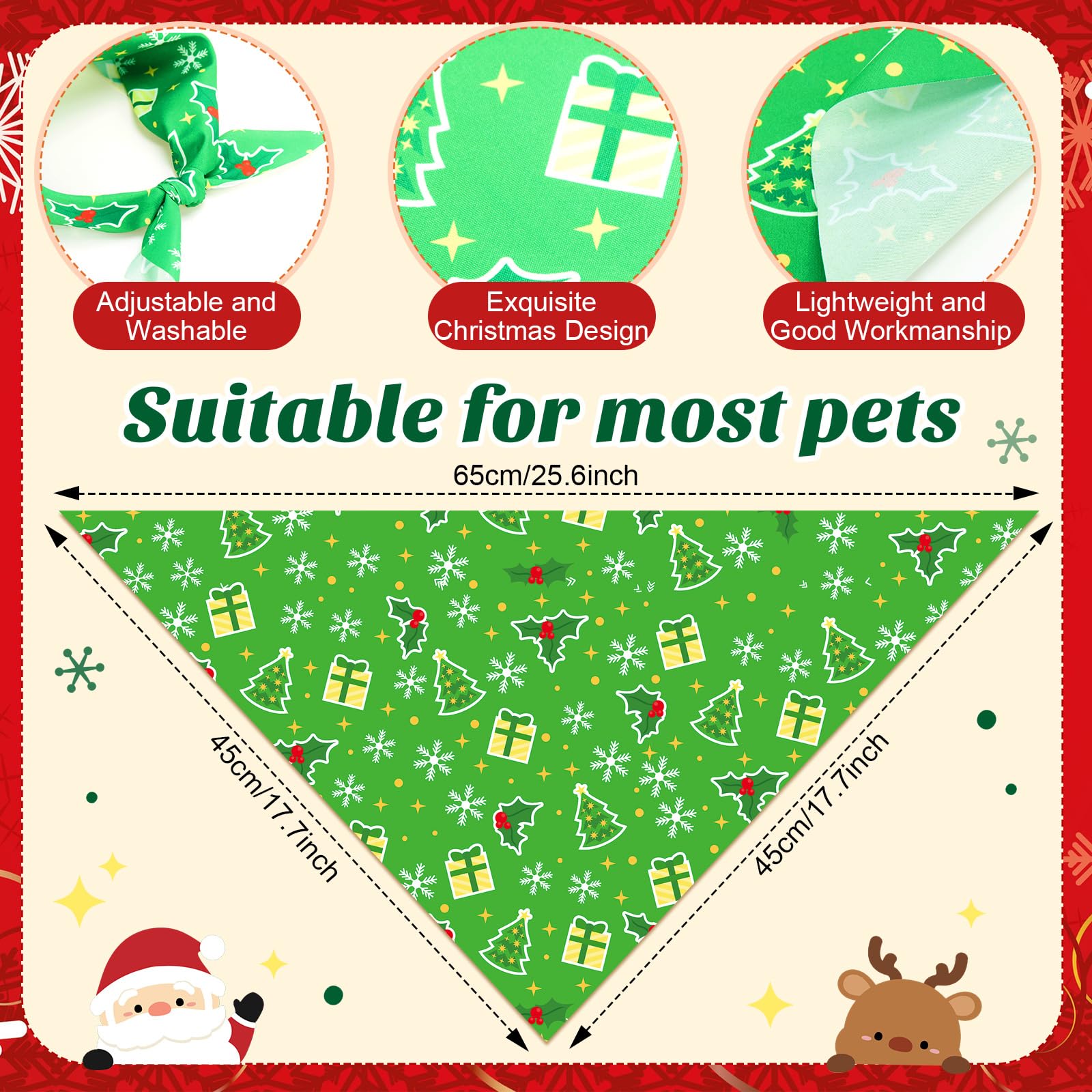 Jeere 200 Pcs Dog Bandanas Bulk, Red & Green Triangle Dog Kerchiefs for Small Medium Large Dogs, Reusable Pet Scarves for Groomers, Pet Shops, Parties & Photo Props, 25 Styles