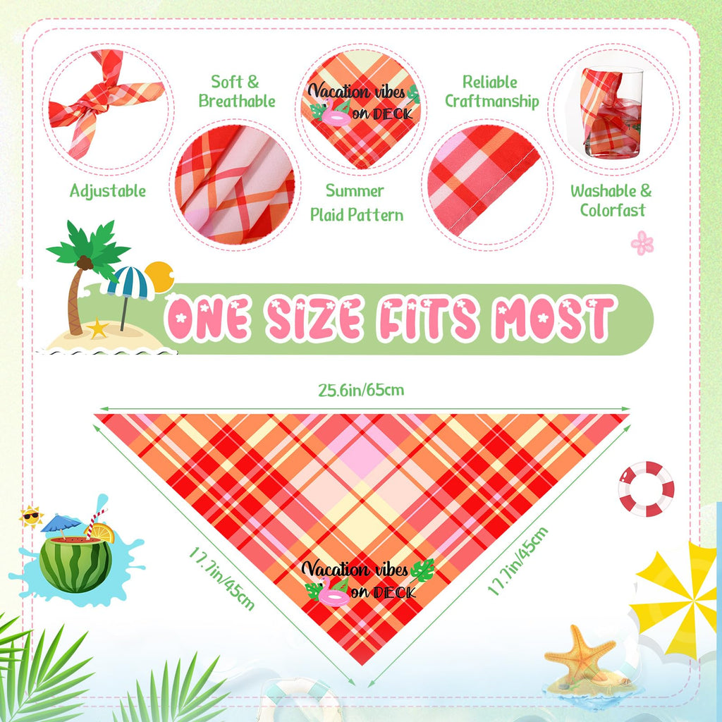 Sweetude 100 Pcs Summer Plaid Dog Bandana Bulk with Sayings Hawaii Bandana Pet Scarf Triangle Bibs Washable Puppy Kerchief Adjustable Grooming Supplies for Small Medium Large Dog Cat Accessories