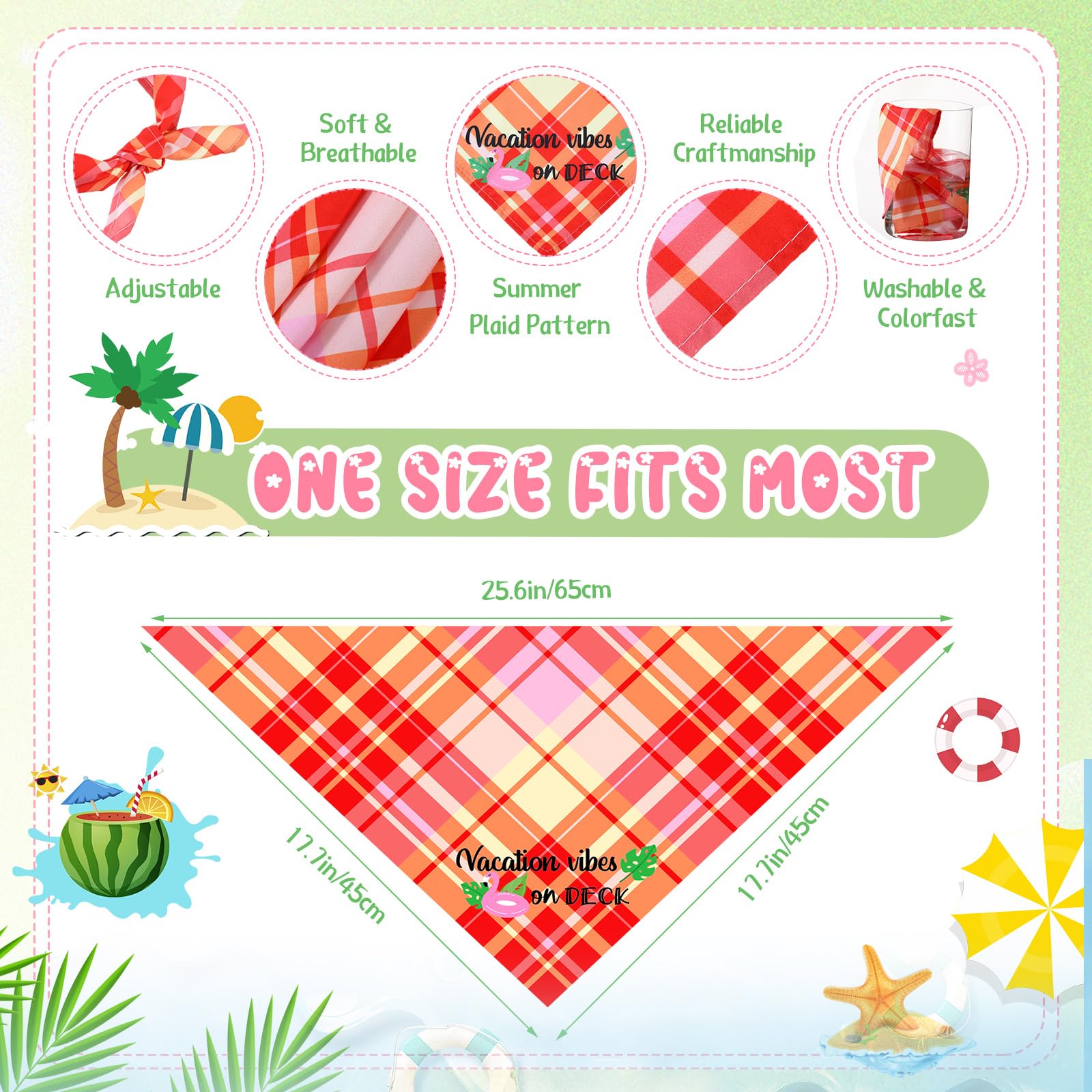 Sweetude 100 Pcs Summer Plaid Dog Bandana Bulk with Sayings Hawaii Bandana Pet Scarf Triangle Bibs Washable Puppy Kerchief Adjustable Grooming Supplies for Small Medium Large Dog Cat Accessories