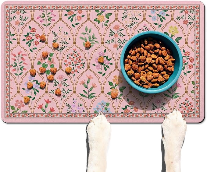 Absorbent Pet Dog Bowl Mat for Food and Water, Pet Cat Food Feeding Mat with Non Slip Rubber Backing, Dog Food Mats for Floors Waterproof, 24"x32"