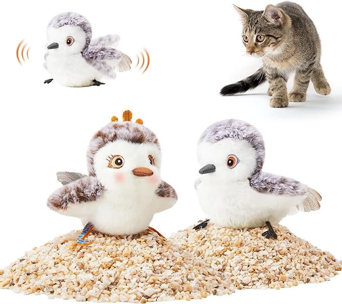 Potaroma Flapping Owl Cat Toys (No Flying), Lifelike Bird Chirp, Rechargeable Touch Activated Kitten Toy, Interactive Catnip Kicker Exercise Toys 4.0" for All Breeds
