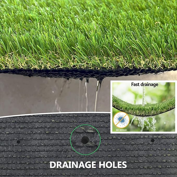 NINXANG Artificial Grass Rug Outdoor Indoor 2FTX49FT Fake Grass Carpet Green Synthetic Grass Pet Turf Realistic Faux Grass Rug with Drain Holes for Garden Lawn Landscape Balcony Home Decor Patio