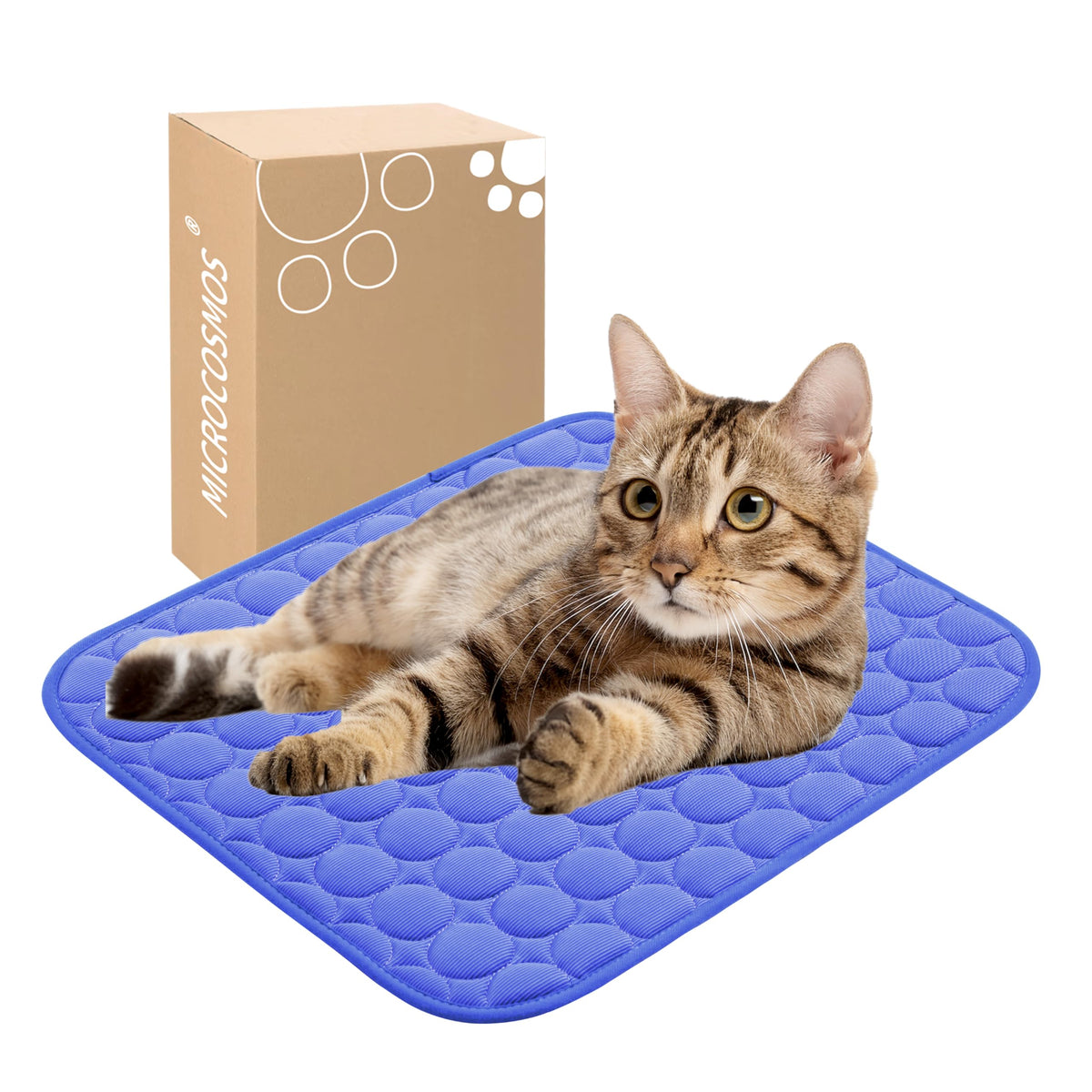 MICROCOSMOS Summer Cooling Mat & Sleeping Pad- Water Absorption Top, Easy Carry, EZ Clean, Materials Safe. Keep Cooling for Pets, Kids and Adults.(Navy Blue, 40" x 28")