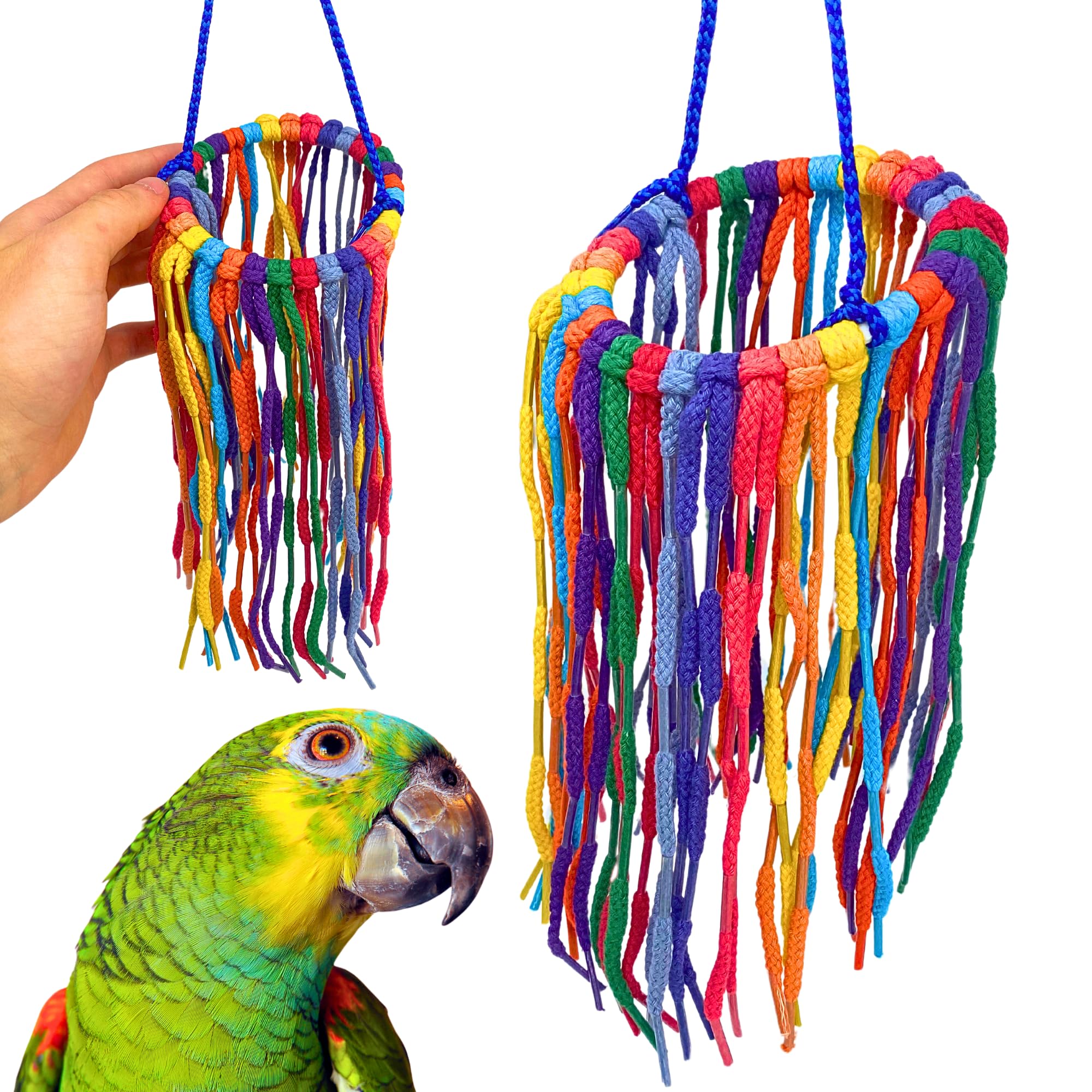 Bonka Bird Toys 51213 Large Aglet Heaven 9" Hanging Cotton Shoelace Ring Toy for Medium to Large Birds Like Eclectus Amazons African Greys