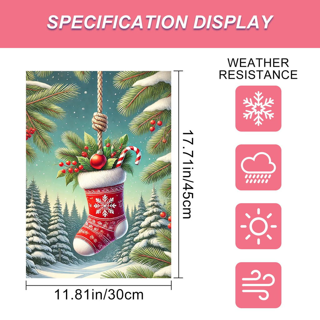 BlissYard Christmas Garden Flag 12x18 Inch Candy Stocking Yard Decor