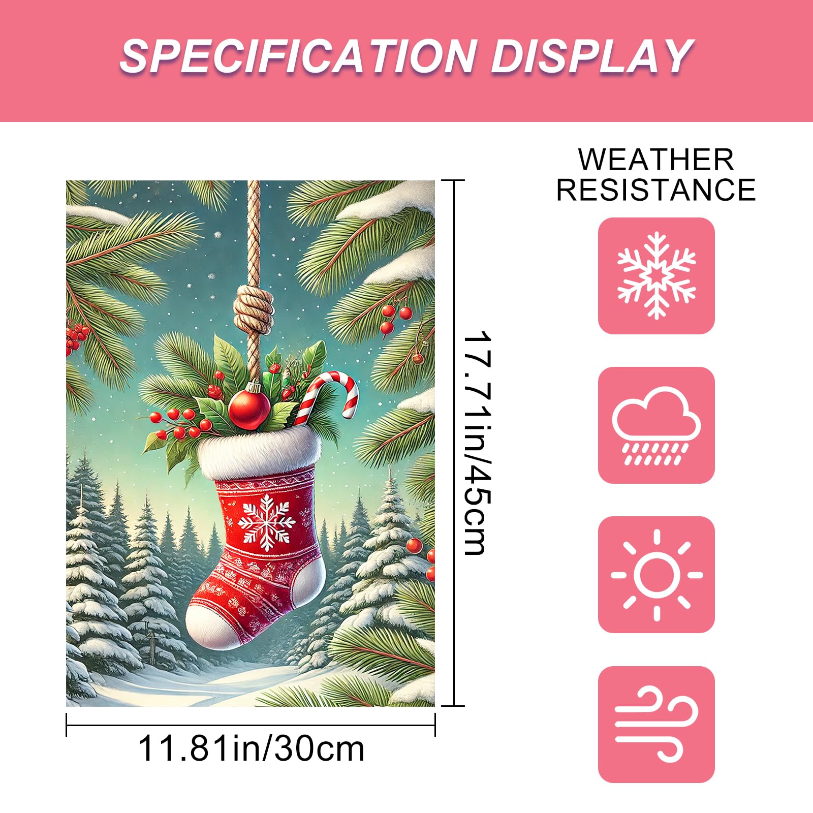 BlissYard Christmas Garden Flag 12x18 Inch Candy Stocking Yard Decor