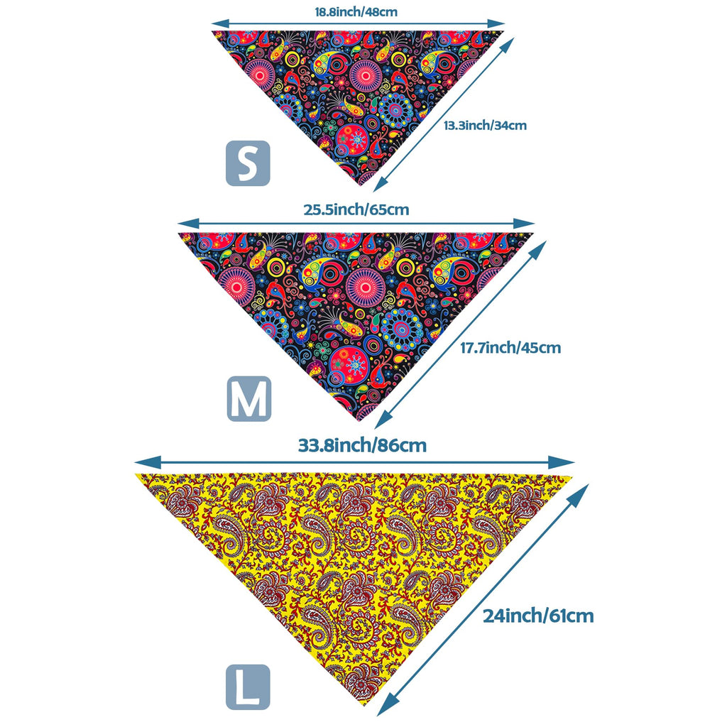 Pai Sence Paisley Dog Bandanas Bulk for Large Dogs Sewn Edges 33" 30 Pack L