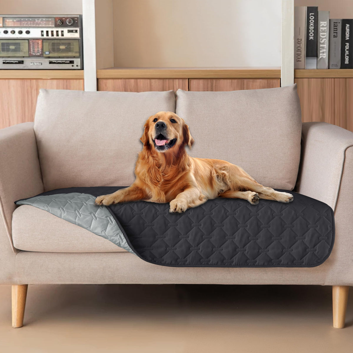 gogobunny Waterproof Loveseat Cover, Reversible Dog Cat Blanket for Couch